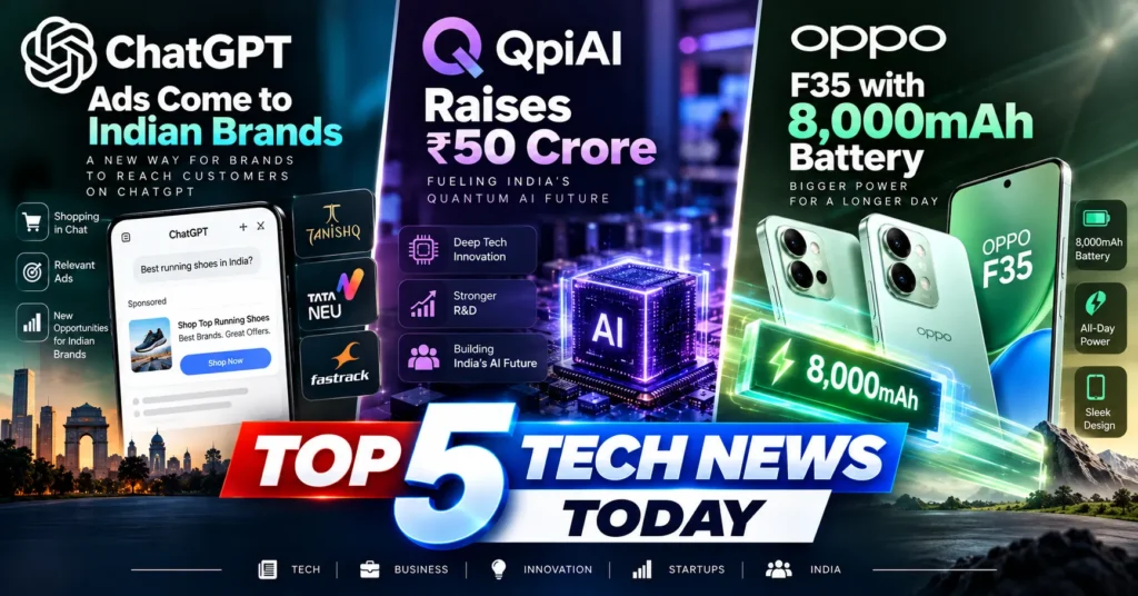 Top 5 Tech News Today: ChatGPT Ads Come to Indian Brands, QpiAI Raises ₹50 Crore, OPPO's 8,000mAh F35