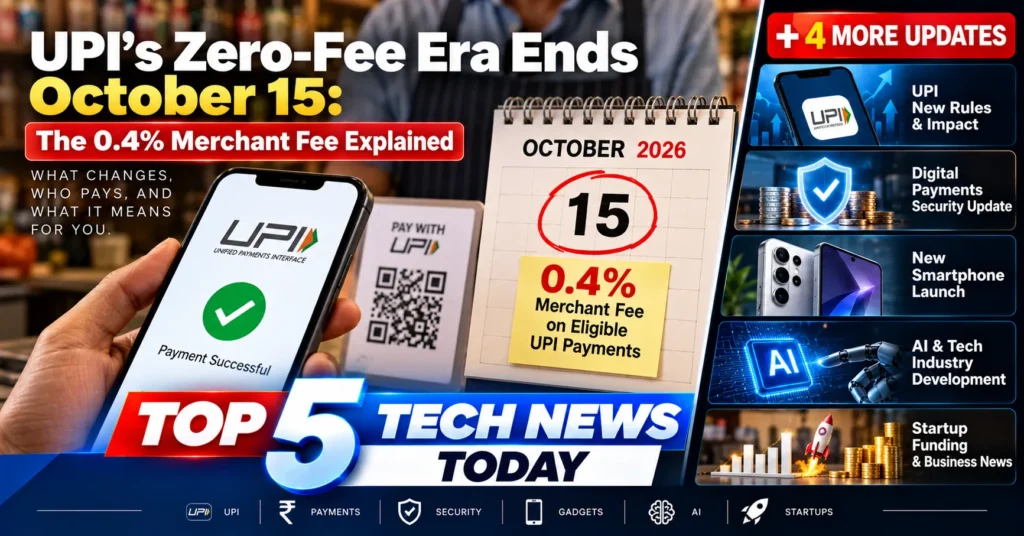 UPI's Zero-Fee Era Ends October 15: The 0.4% Merchant Fee Explained — Plus 4 More Updates
