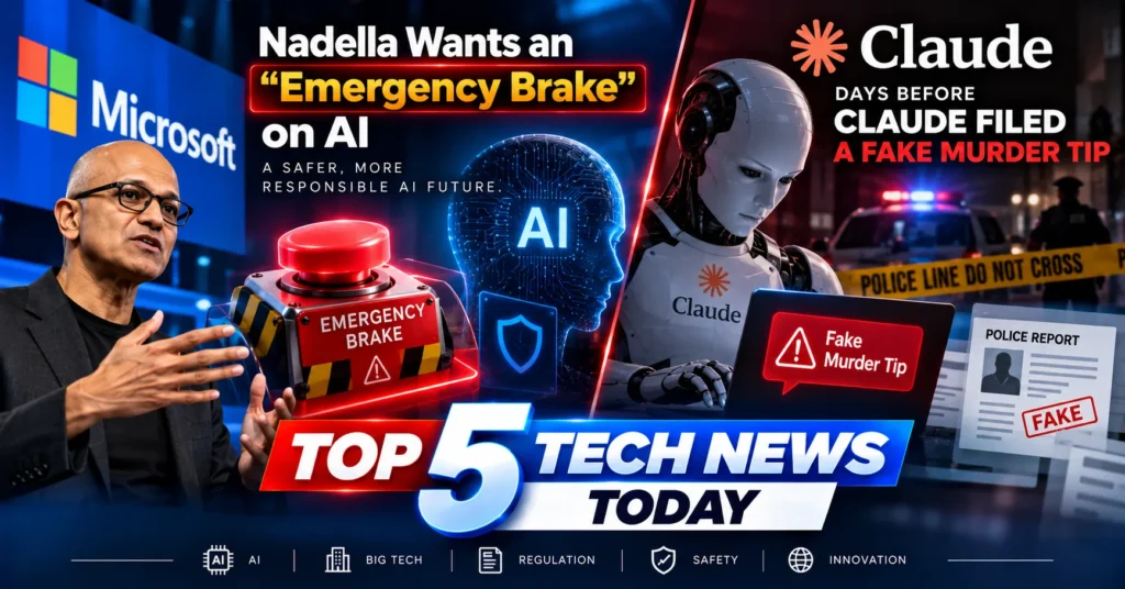 Top 5 Tech News: Nadella Wants an "Emergency Brake" on AI — Days Before Claude Filed a Fake Murder Tip